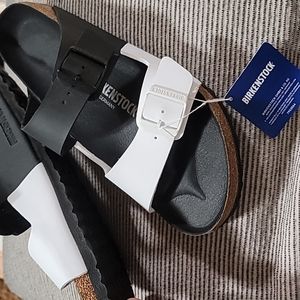 Birkenstock Arizona Split Sandal Black White Men's Size 44